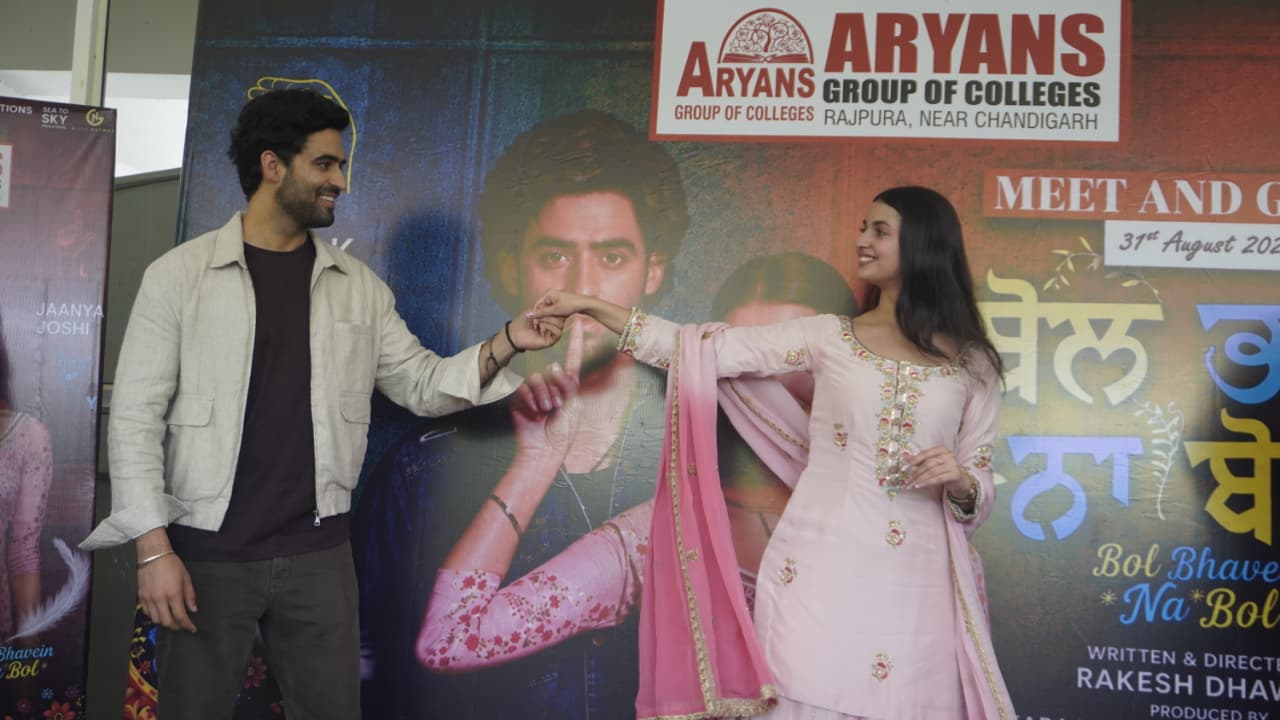 Punjabi Film Stars Sidak Gill & Jaanyaa Joshi Visit Aryans Group of Colleges for Meet & Greet